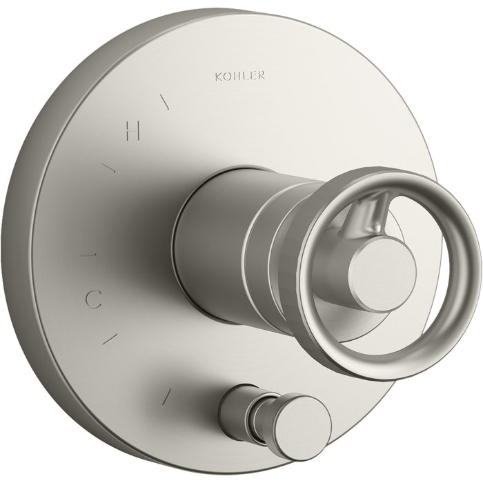 Kohler Components RiteTemp Shower Valve Trim With Diverter And Industrial Handle, Valve Not